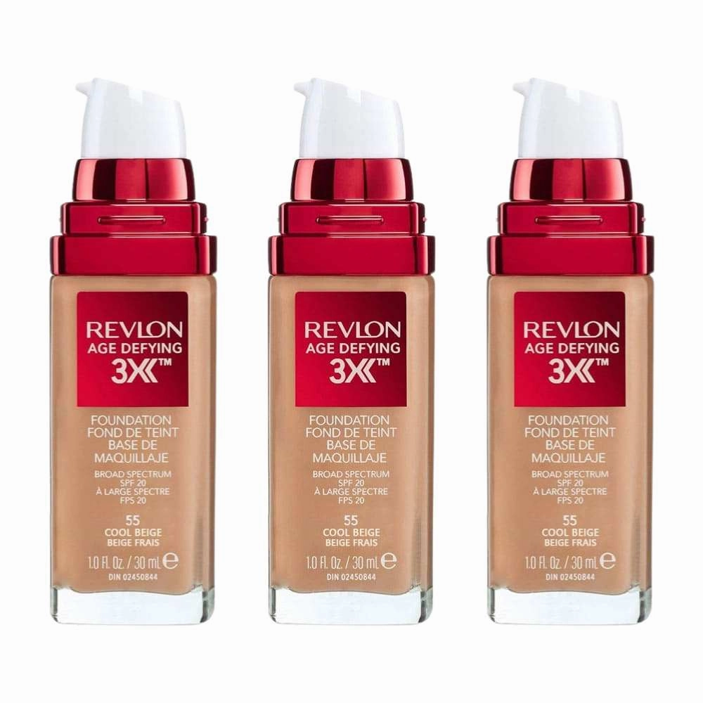 3x Revlon Age Defying Foundation SPF20 55 Cool Beige 30ml