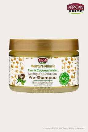 AFRICAN PRIDE MOISTURE MIRACLE DETANGLE & CONDITION PRE-SHAMPOO 12oz