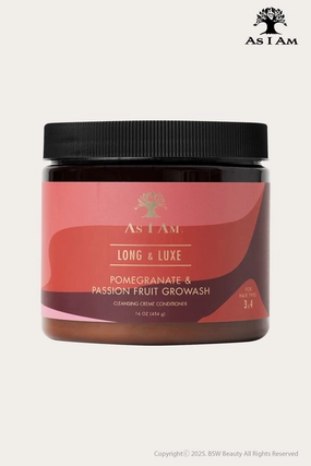 AS I AM LONG AND LUXE POMEGRANATE & PASSION FRUIT GROWASH CLEANSING CREME CONDITIONER 16oz