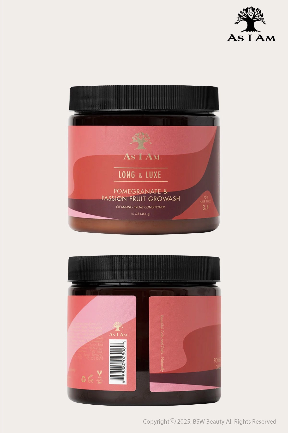 AS I AM LONG AND LUXE POMEGRANATE & PASSION FRUIT GROWASH CLEANSING CREME CONDITIONER 16oz