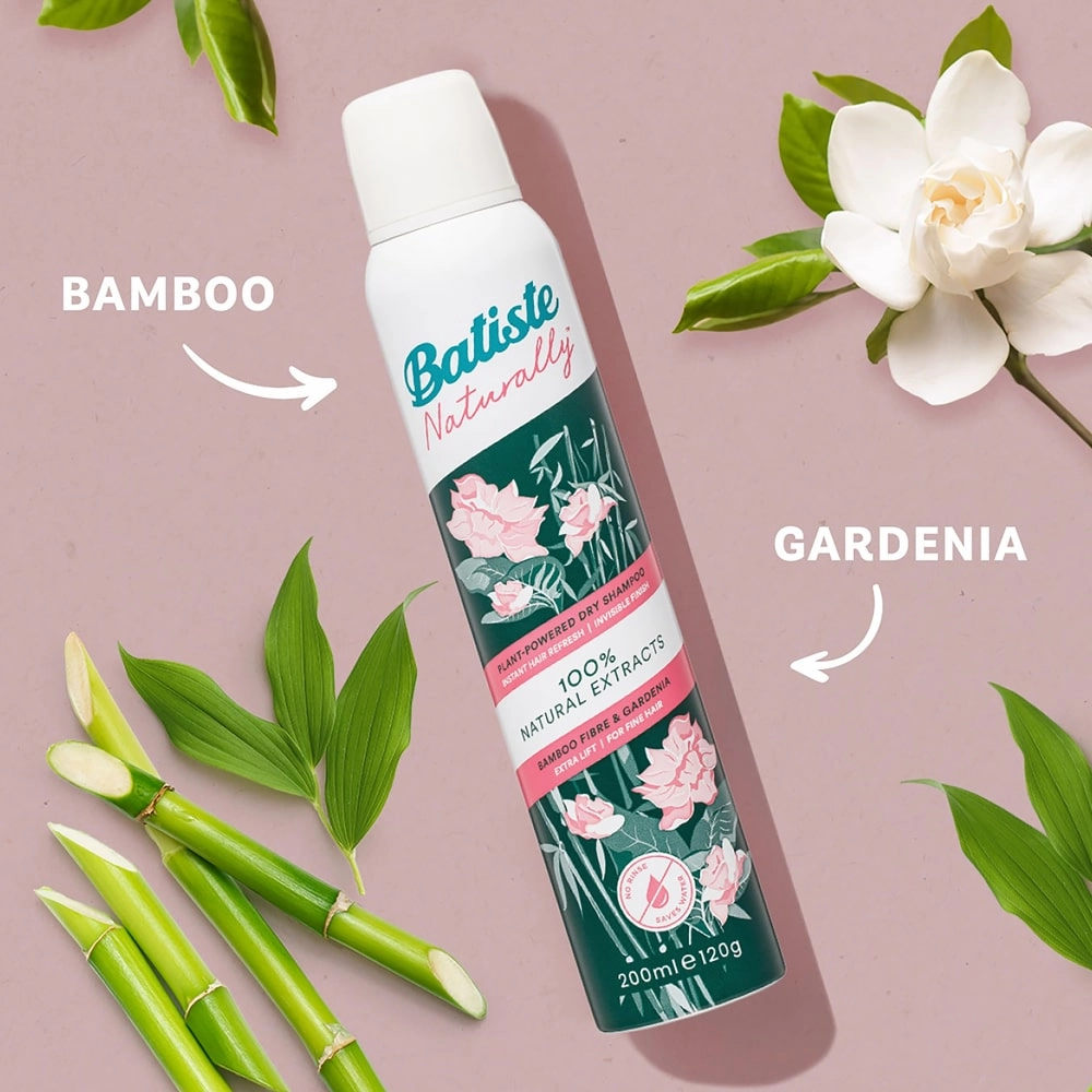 Batiste Dry Shampoo 100% Natural Extract Bamboo Fibre & Gardenia 120g