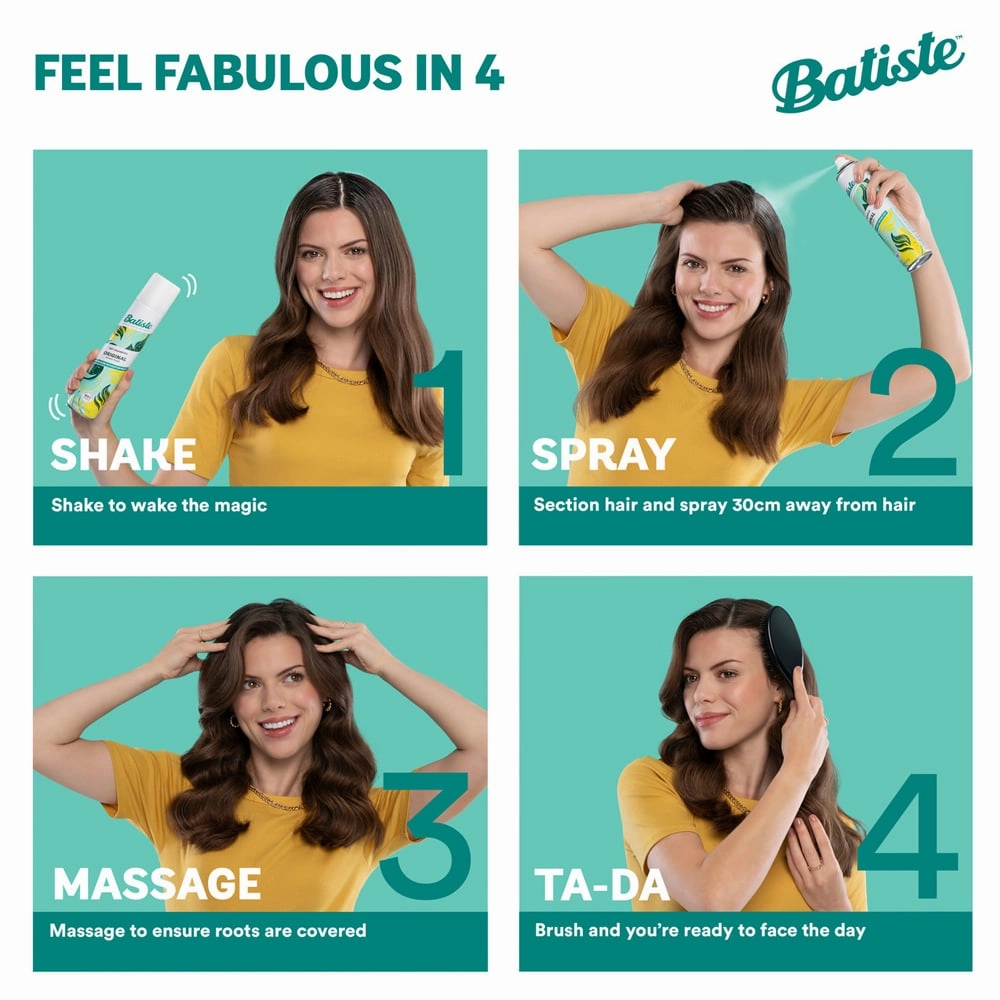 Batiste Dry Shampoo 100% Natural Extracts Coconut Milk & Hemp Seed Oil 120g