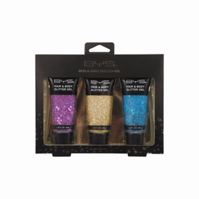 BYS Hair & Body Glitter Gel 3pc Gold