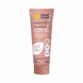 Cancer Council Face Day Wear CC Cream SPF50 3-In-1 Sunscreen Moisture Primer Light Tint 50g