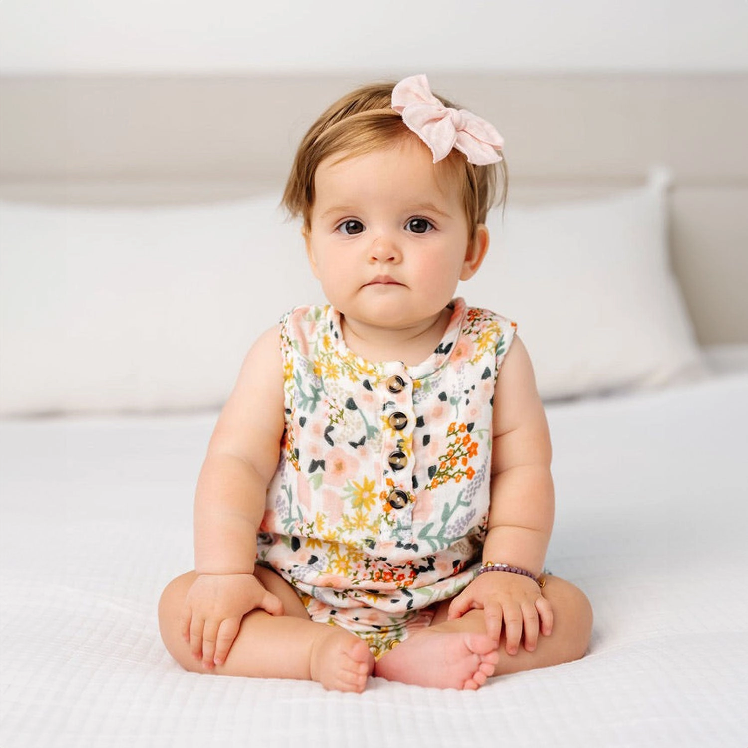 Cloud Muslin Heirloom Bow Headband