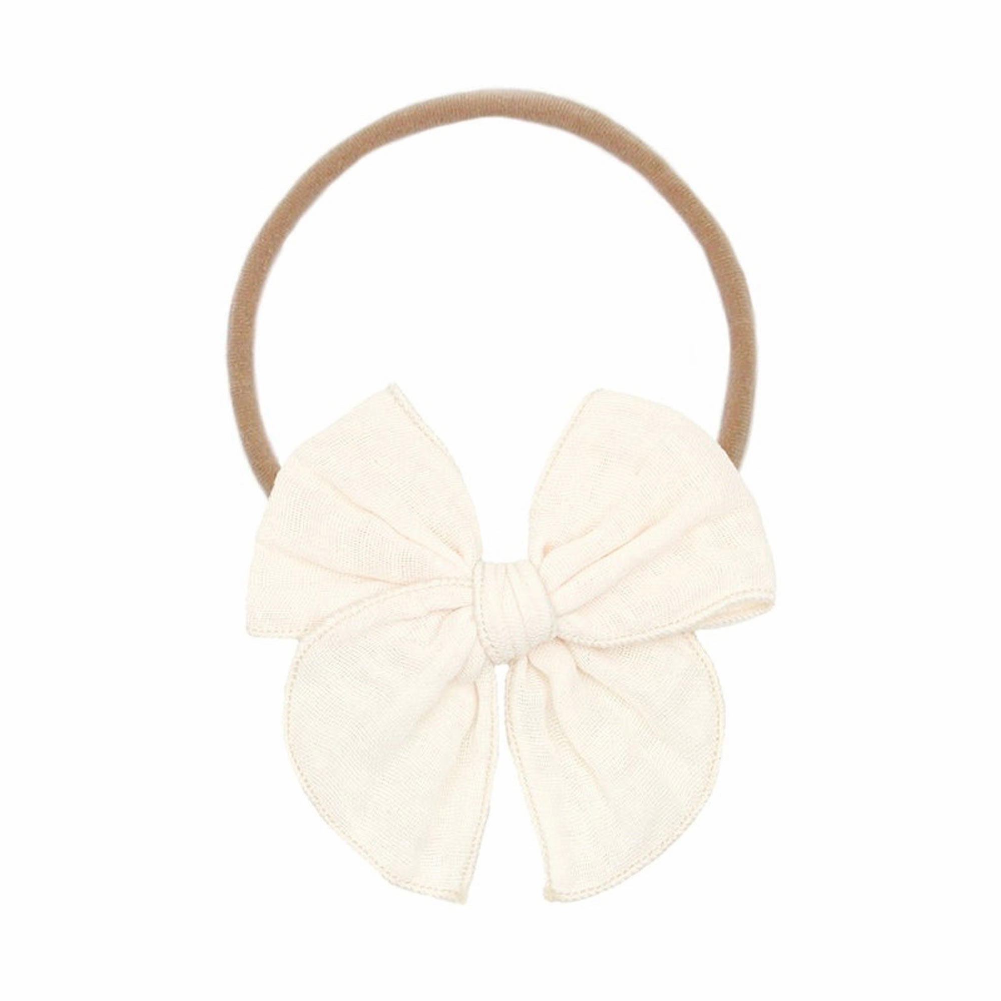 Cloud Muslin Heirloom Bow Headband