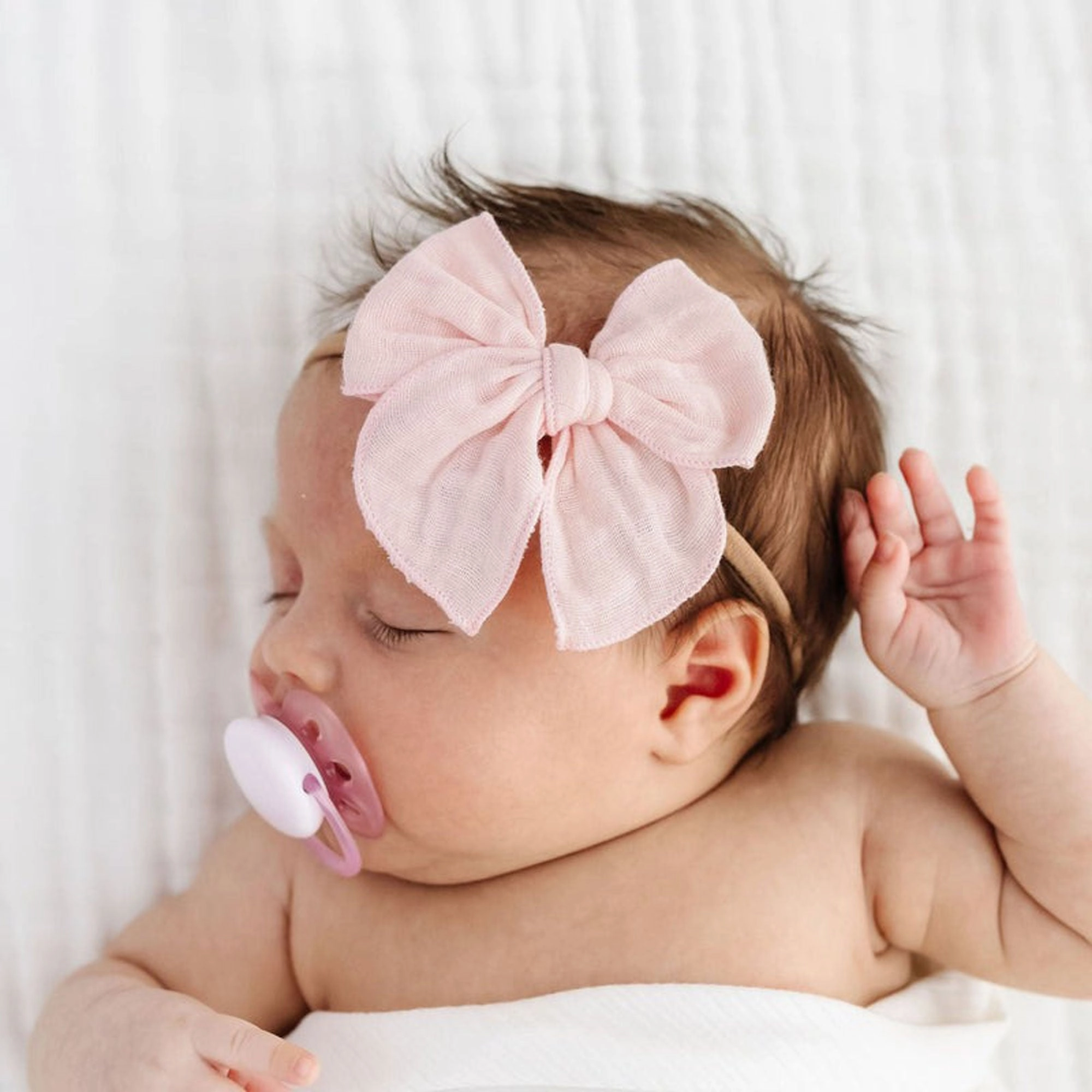 Cloud Muslin Heirloom Bow Headband