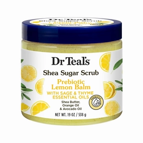 Dr. Teal's Shea Sugar Body Scrub Prebiotic Lemon Balm with Sage & Thyme Essential Oils- 19oz