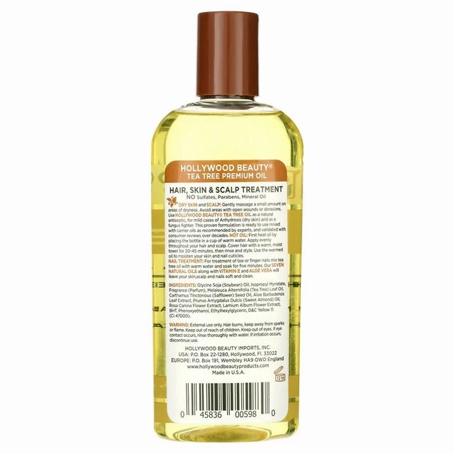 Hollywood Beauty Tea Tree Premium Oil for Hair. Skin & Scalp Treatment - 8 oz