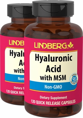 Hyaluronic Acid with MSM, 120 Quick Release Capsules, 2  Bottles