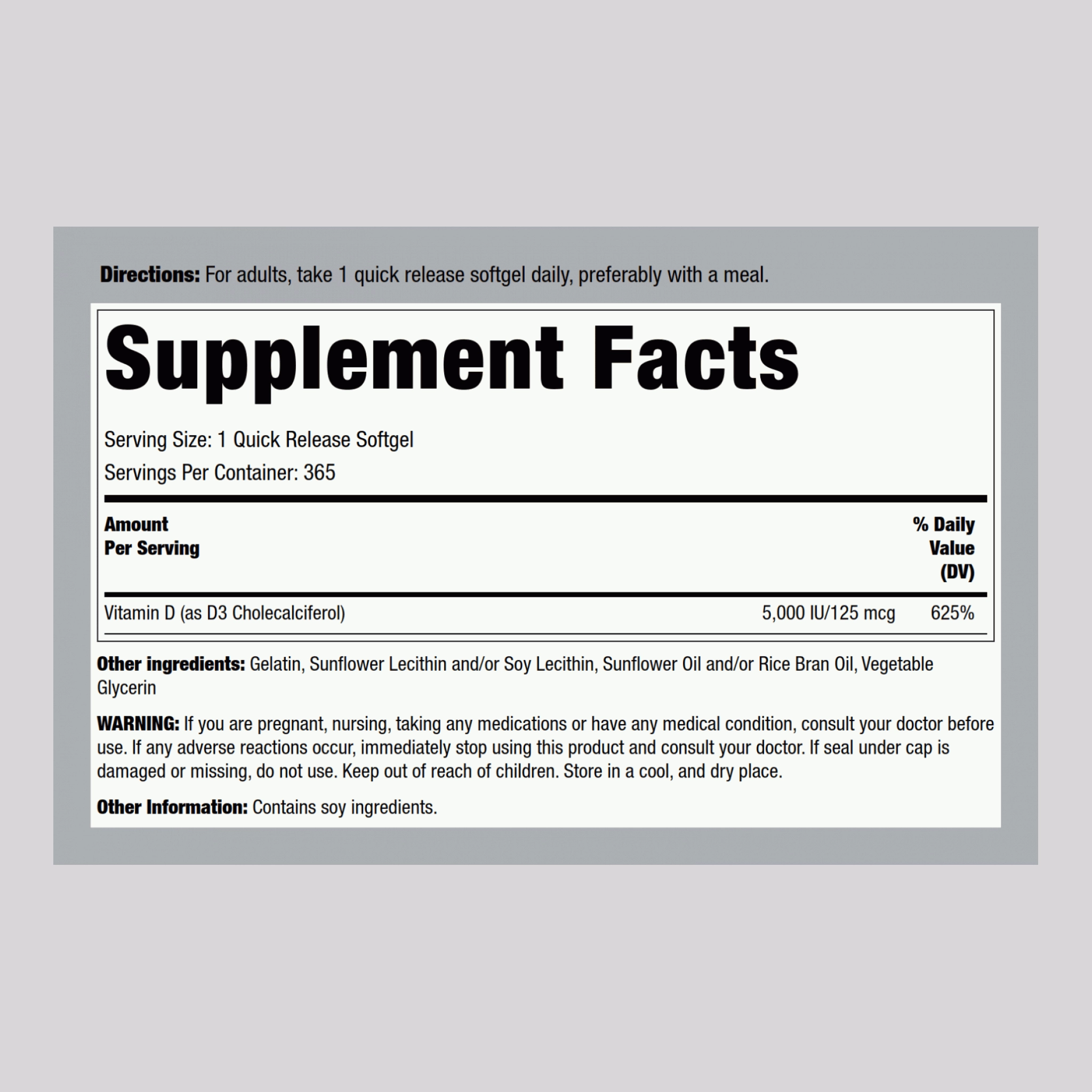 Liposomal Vitamin D3, 5,000 IU, 365 Quick Release Softgels