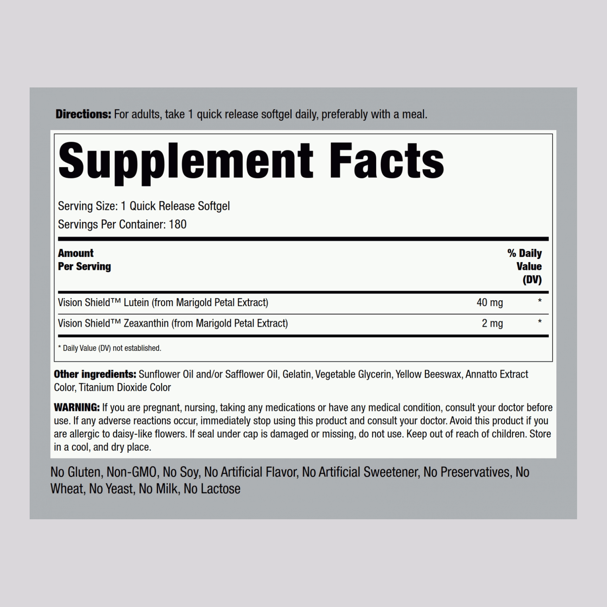 Lutein   Zeaxanthin, 40 mg, 180 Quick Release Softgels, 2  Bottles