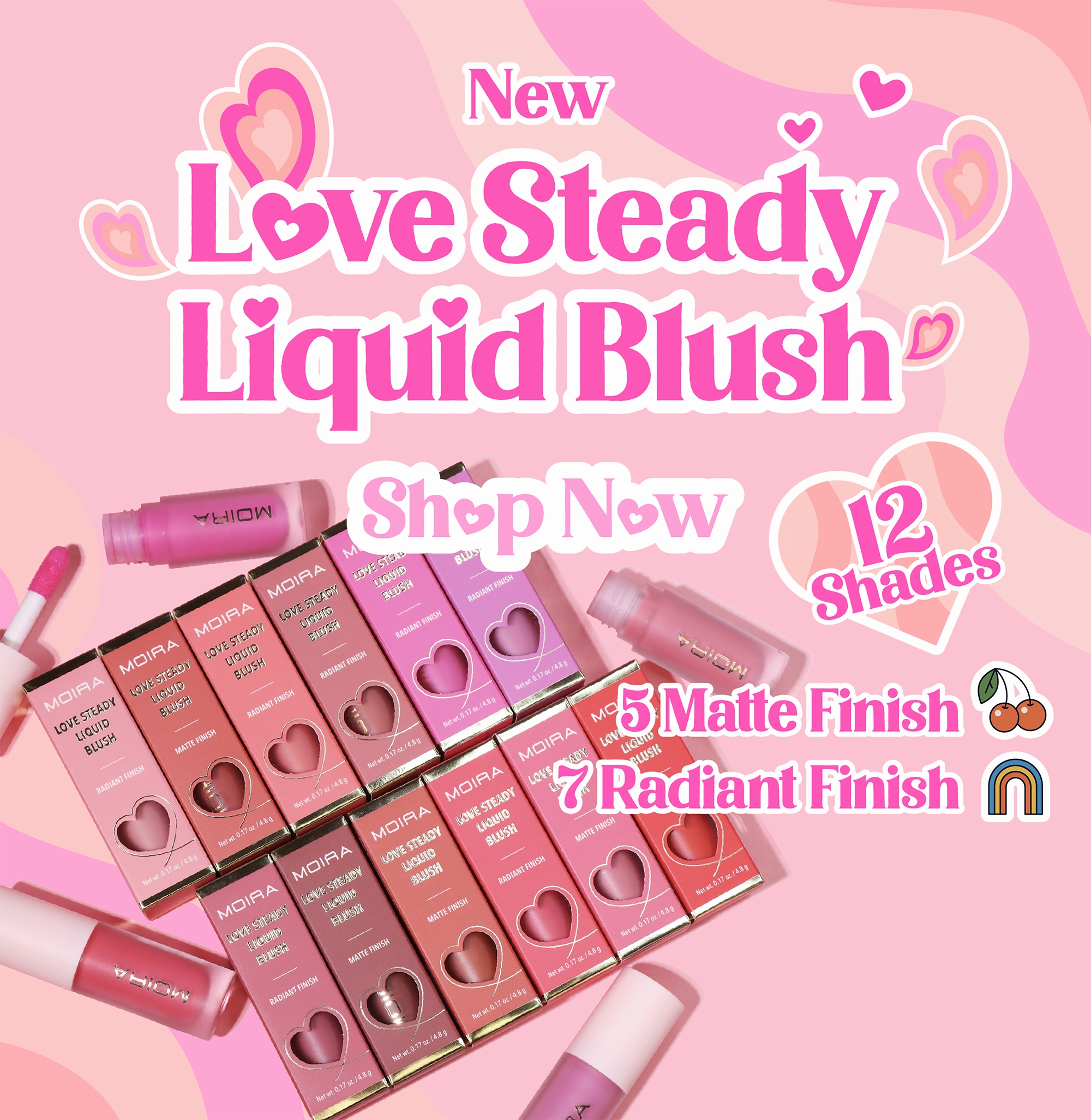 MOIRA - LOVE STEADY LIQUID BLUSH -  108PCS  TESTERS