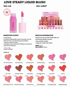 MOIRA - LOVE STEADY LIQUID BLUSH -  108PCS  TESTERS