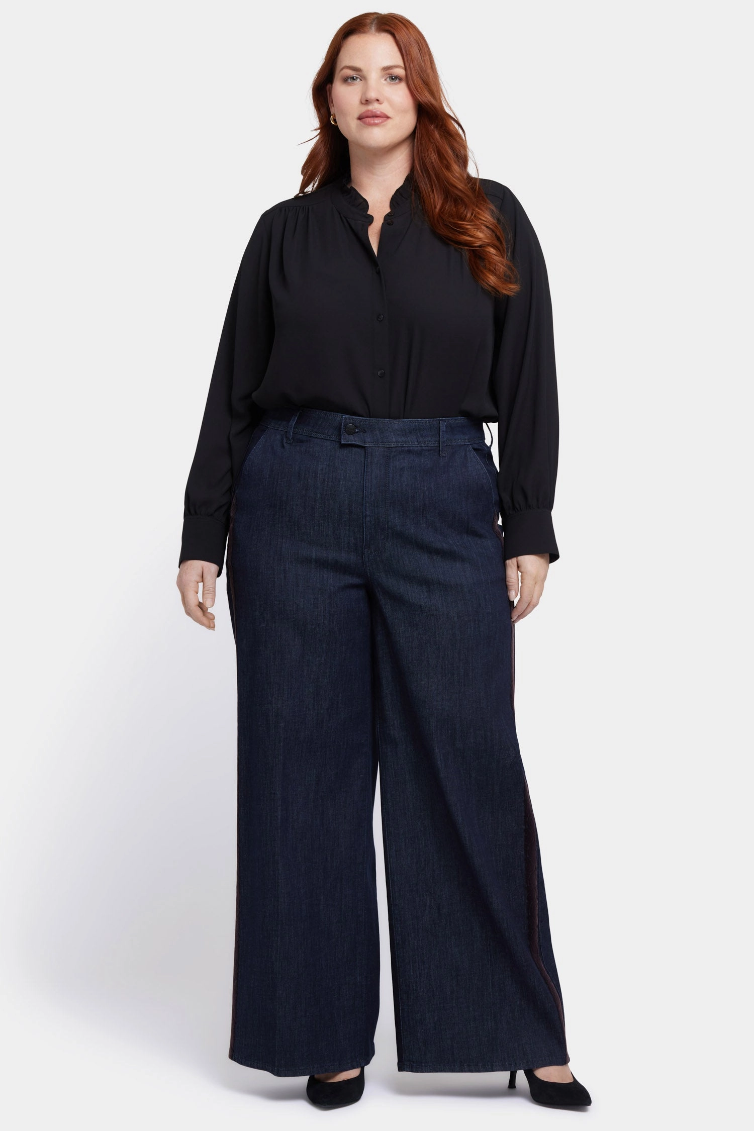 Mona Wide Leg Trouser Jeans In Plus Size - Lightweight Rinse