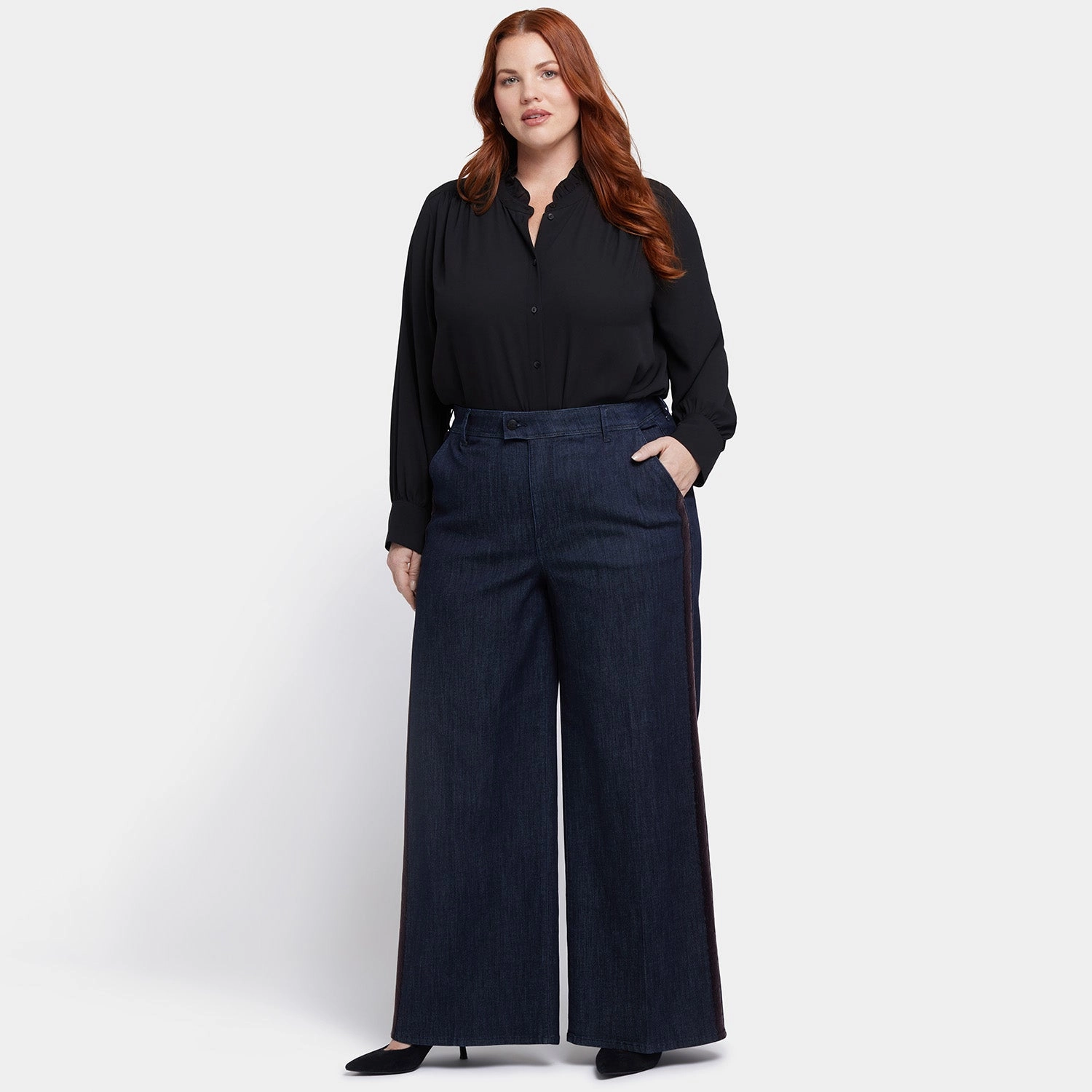 Mona Wide Leg Trouser Jeans In Plus Size - Lightweight Rinse