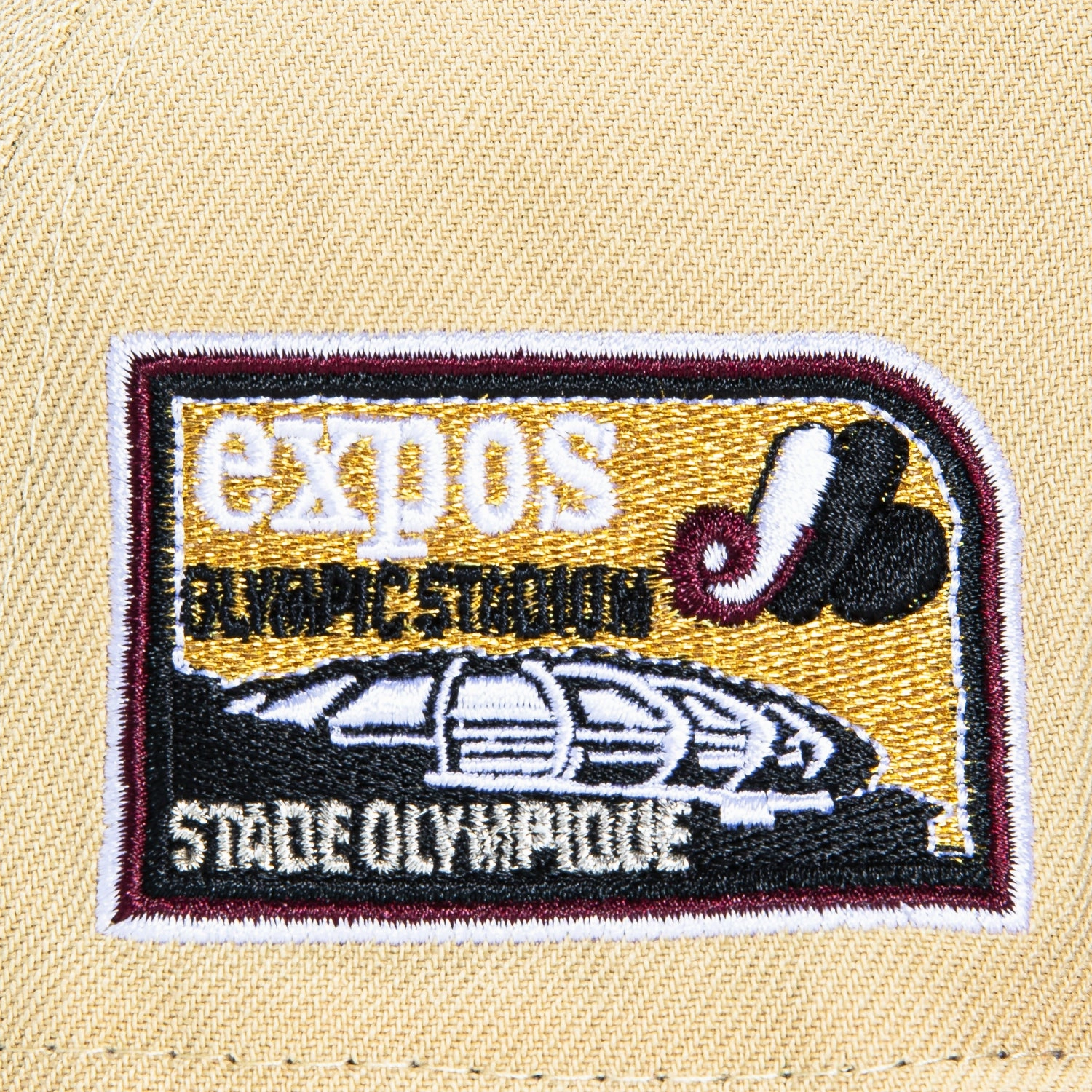 New Era 59Fifty Montreal Expos Olympic Stadium Patch Word Hat - Tan. Brick