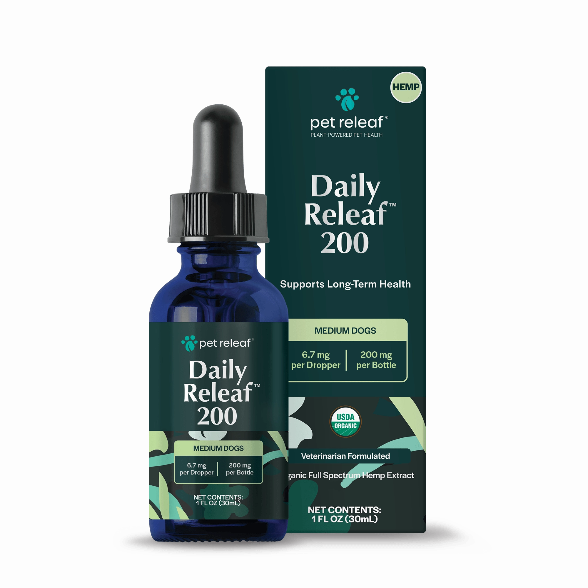 Pet Releaf Daily Releaf 200mg Hemp Oil for Medium Dogs