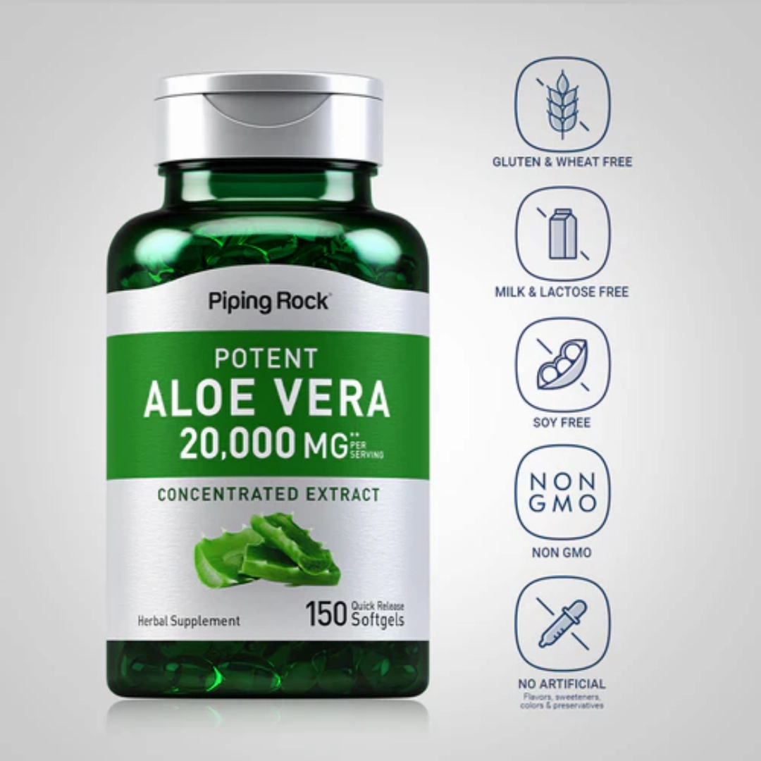 Potent Aloe Vera, 20,000 mg (per serving), 150 Quick Release Softgels, 2  Bottles