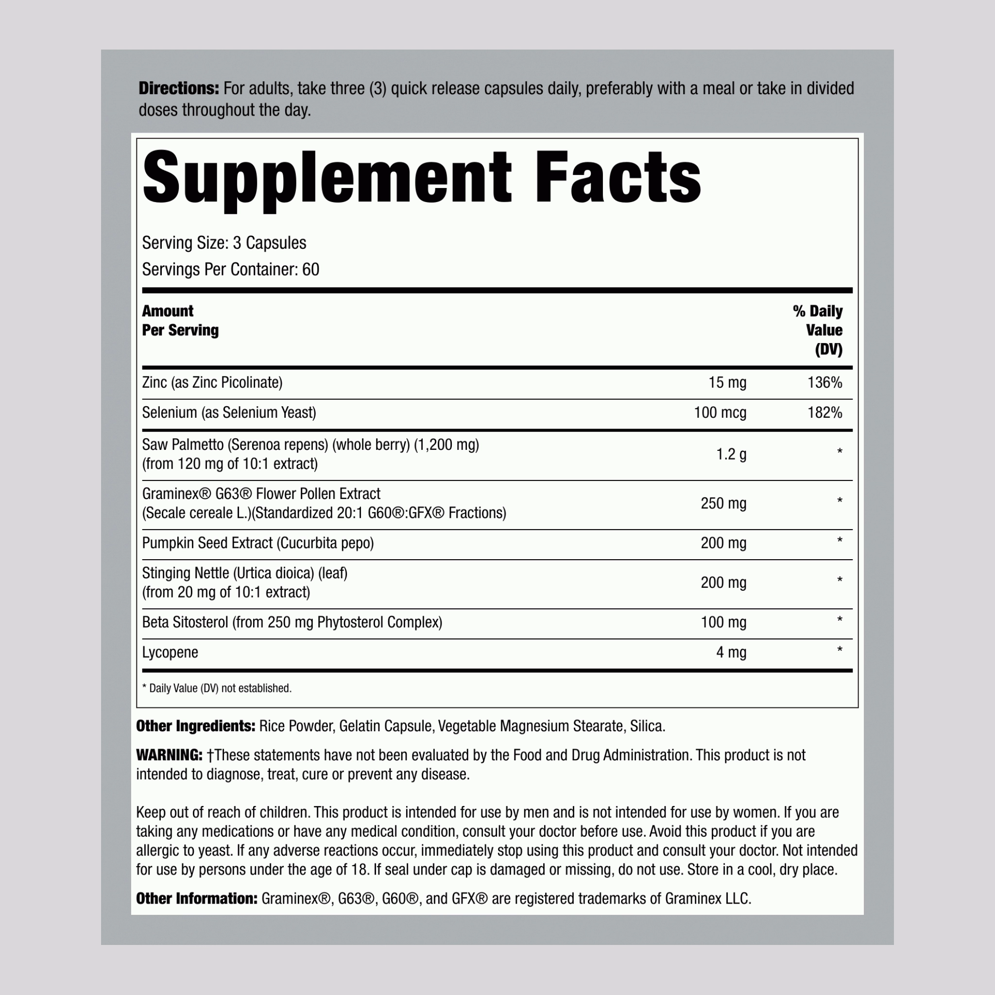 Prostate Support with Graminex, 180 Quick Release Capsules, 2  Bottles