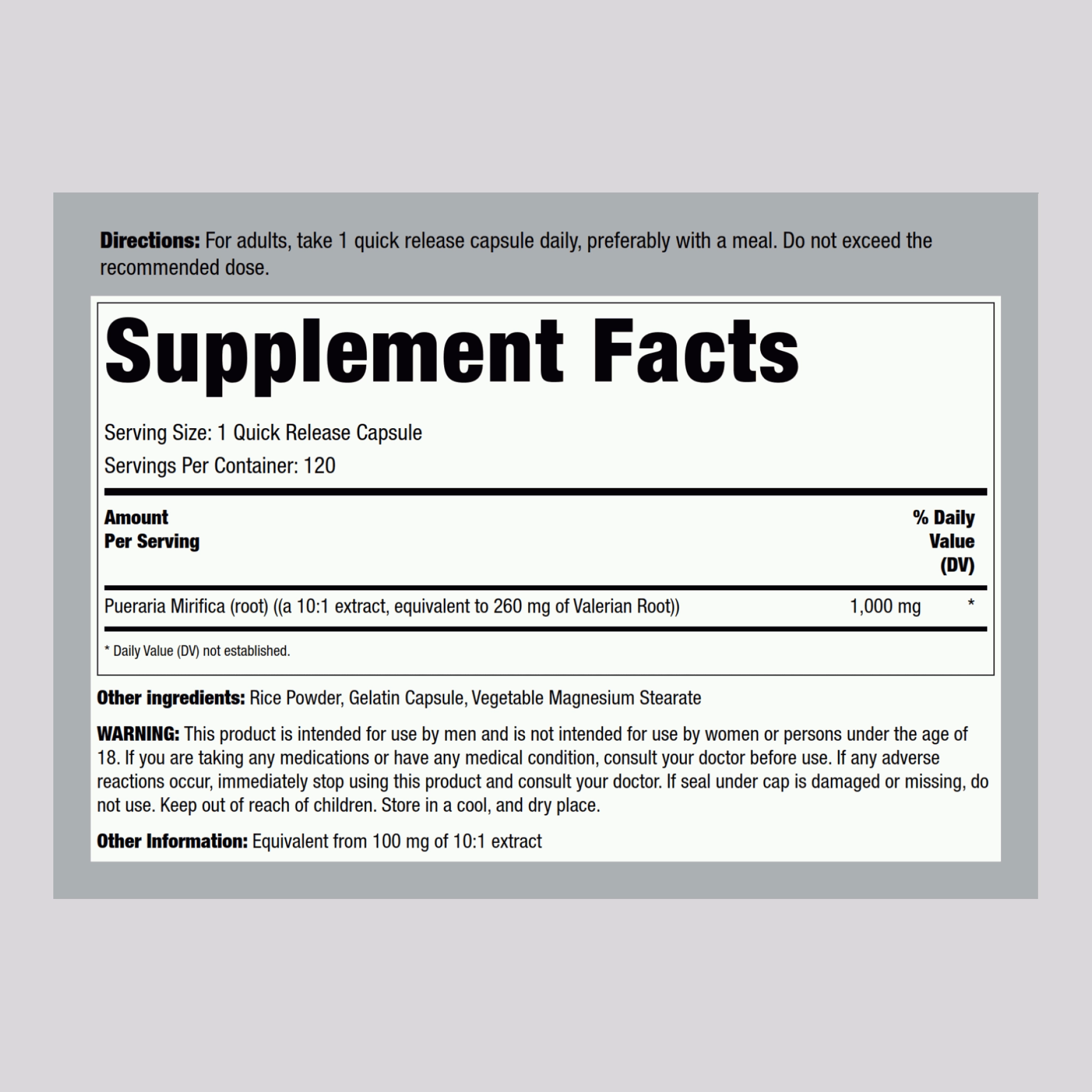 Pueraria Mirifica, 1000 mg, 120 Quick Release Capsules, 2  Bottles