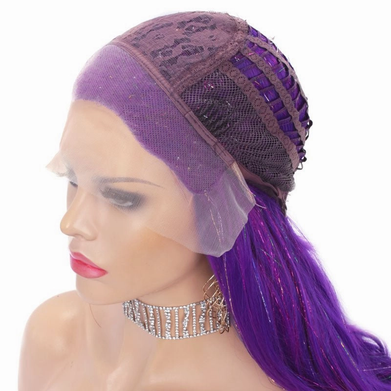 Purple Synthetic Lace Front Wig With Tinsel Hair