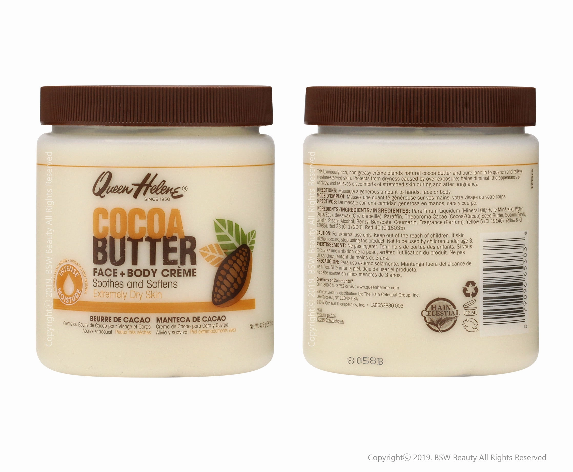 QUEEN HELENE COCOA BUTTER FACE BODY CREAM 15oz