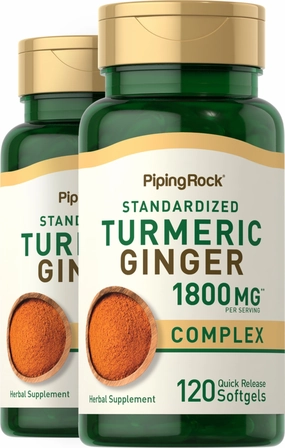 Turmeric Ginger Complex Standardized, 1800 mg (per serving), 120 Quick Release Softgels, 2  Bottles