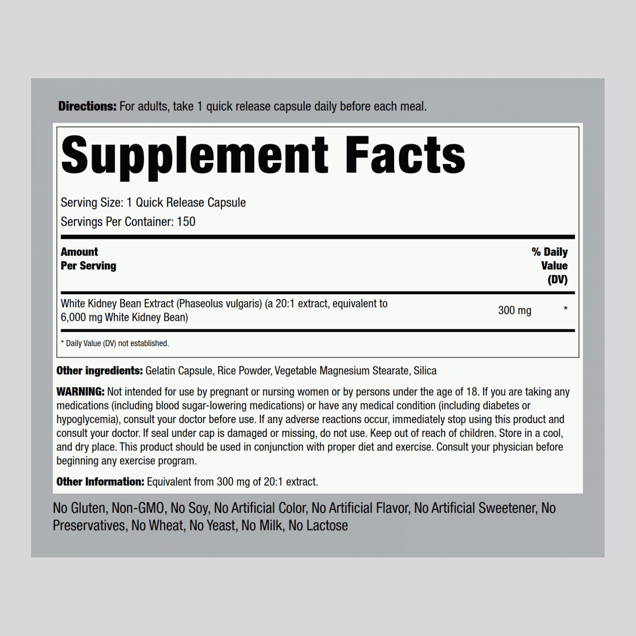 White Kidney Bean, 6000 mg, 150 Quick Release Capsules, 2  Bottles