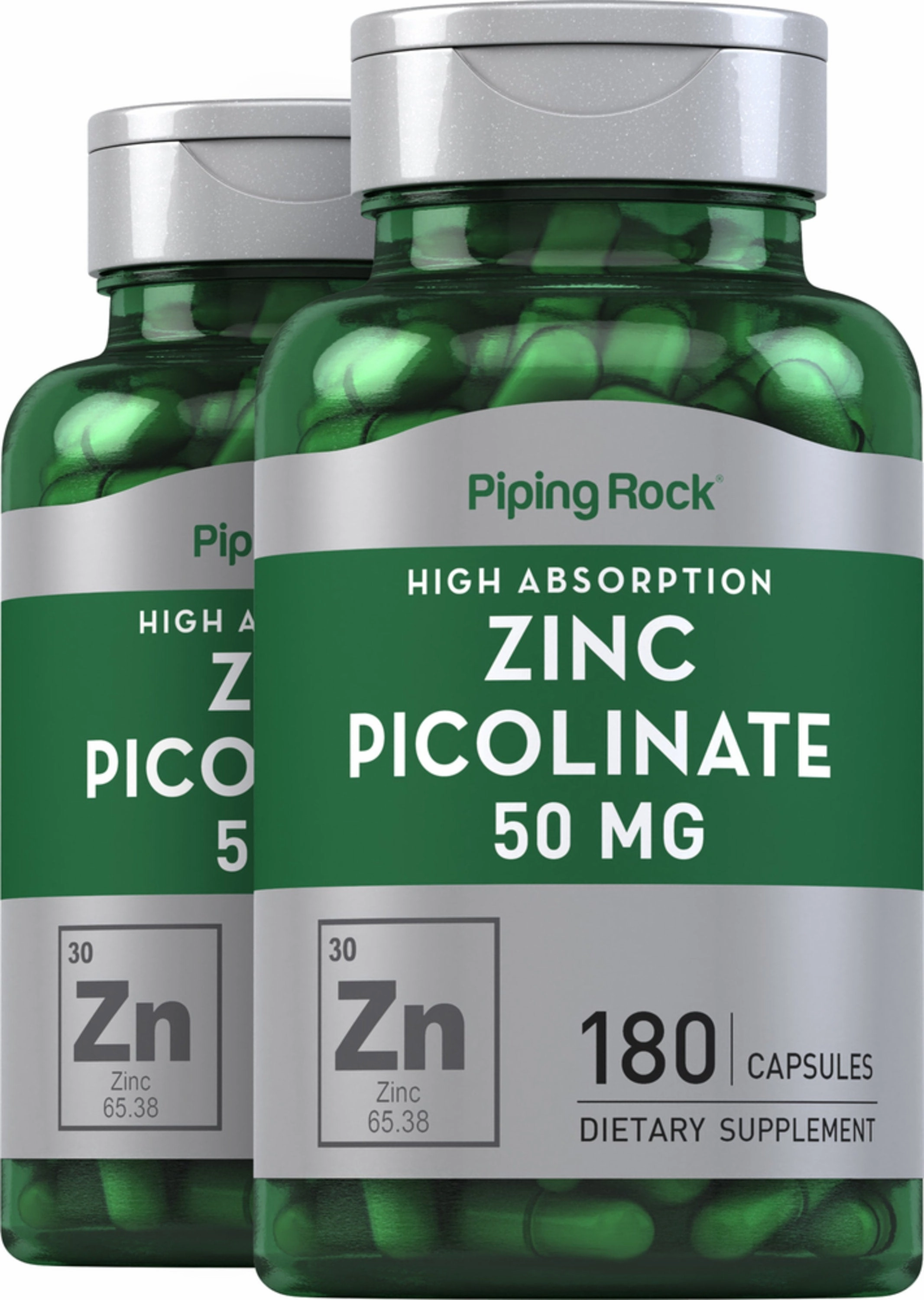 Zinc Picolinate (High Absorption Zinc), 50 mg, 180 Quick Release Capsules, 2  Bottles