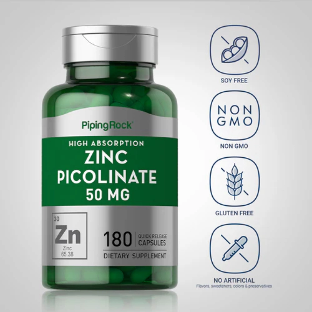 Zinc Picolinate (High Absorption Zinc), 50 mg, 180 Quick Release Capsules, 2  Bottles