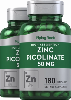 Zinc Picolinate (High Absorption Zinc), 50 mg, 180 Quick Release Capsules, 2  Bottles